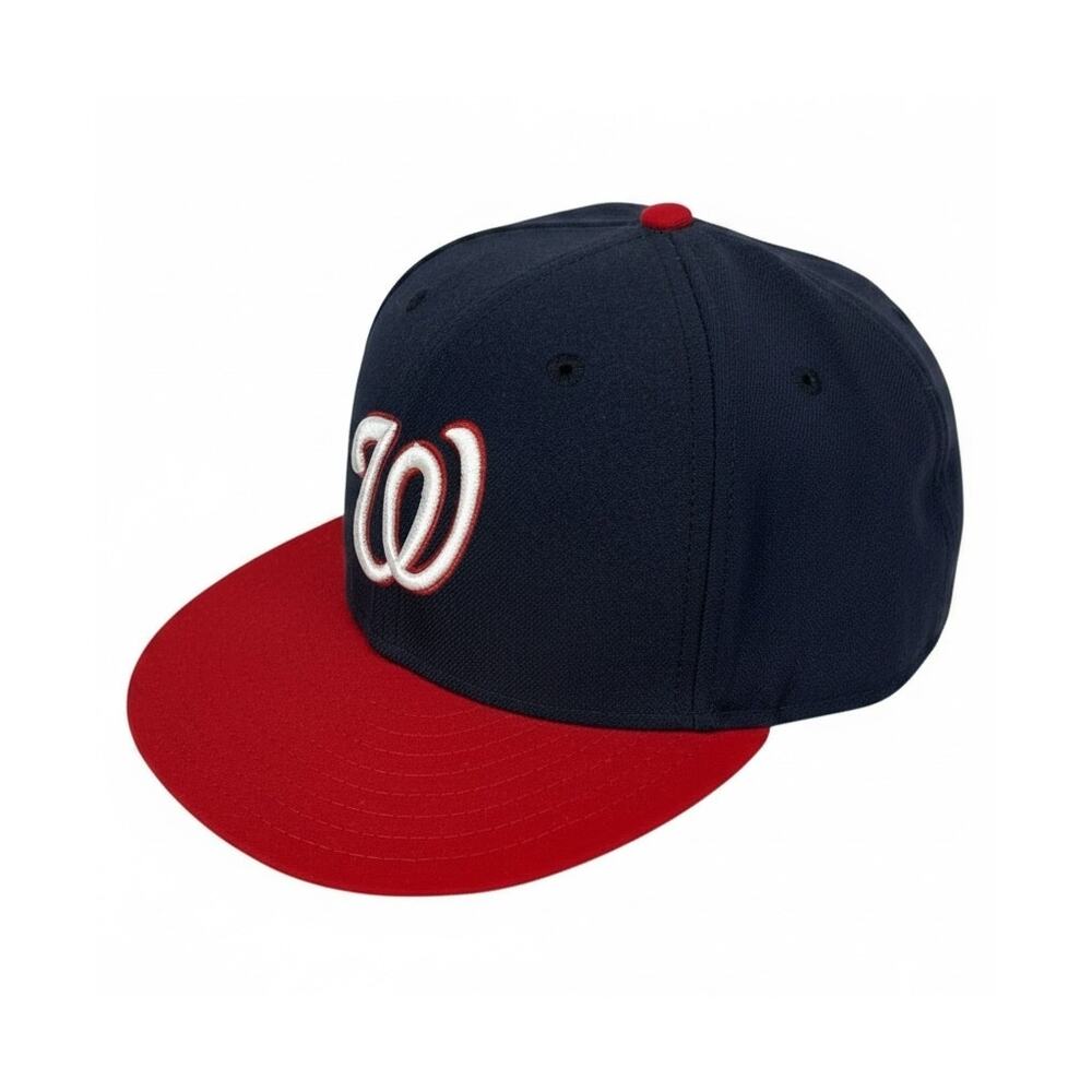 MLB WASHINGTON NATIONALS Hat Cap NEW ERA 59FIFTY Navy Blue & Red Size 7 1/8